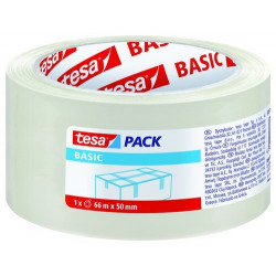 CINTA de EMBALAJE TESA BASIC PP rollo 66x50 TRANSPARENTE, polipropileno