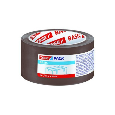 CINTA de EMBALAJE TESA BASIC PP rollo 66x50 MARRON, polipropileno